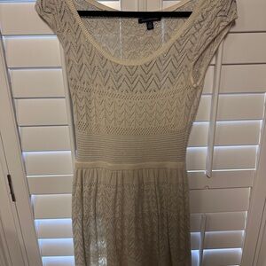 American Eagle Outfitters Cream Lace Midi Dress